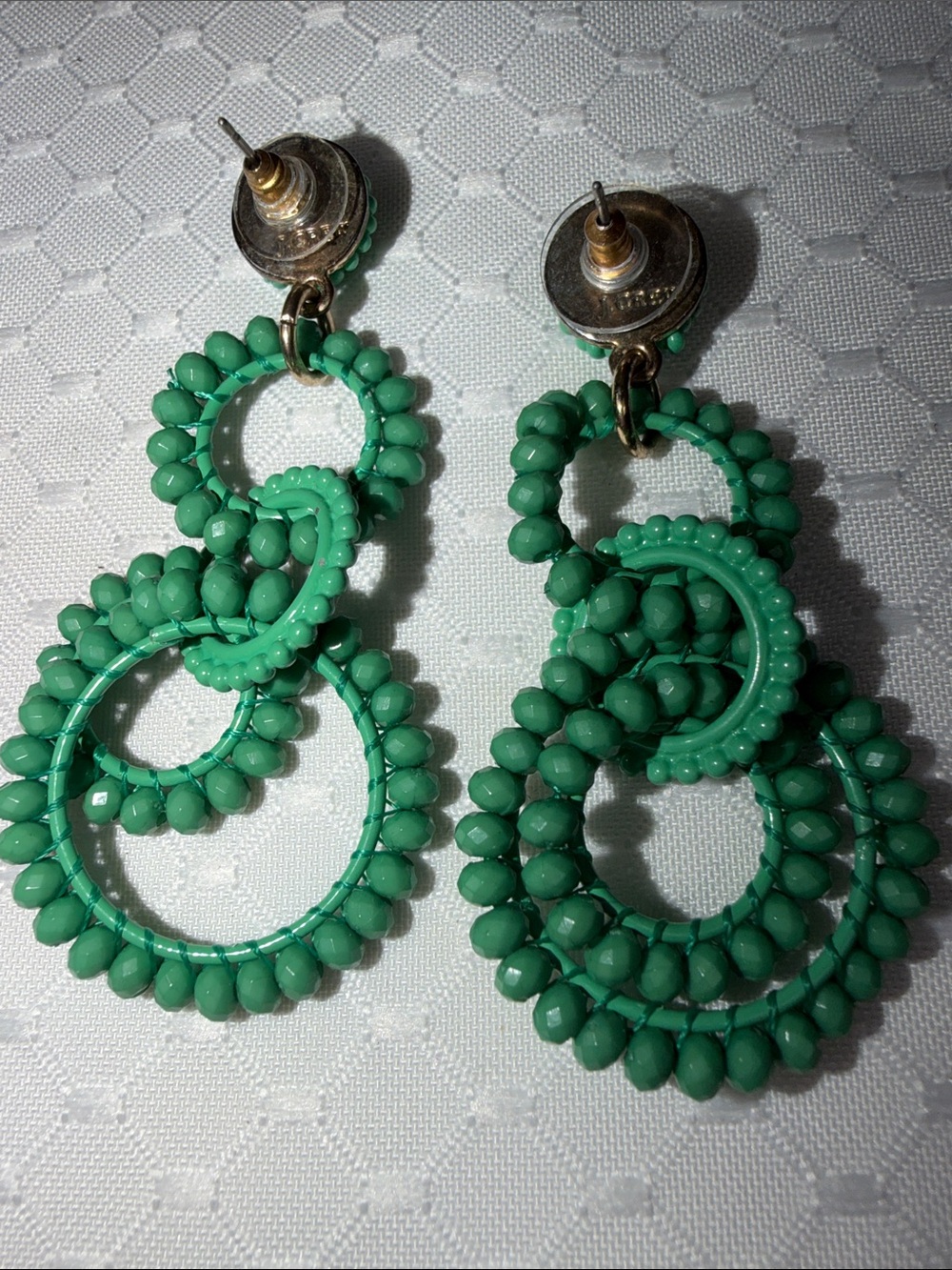 J. Crew Turquoise Beaded Linked Hoop Drop Earrings